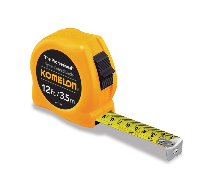 Komelon 4912IM The Professional 12-Foot Inch/Metric Scale Power Tape, Yellow - Image 1